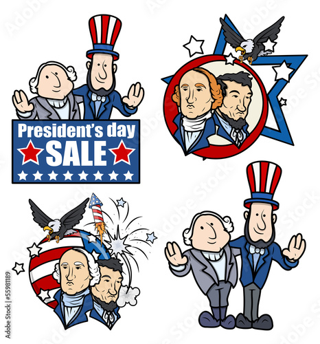 Washington & Lincoln - Presidents Day - Cartoons and Clip-Art