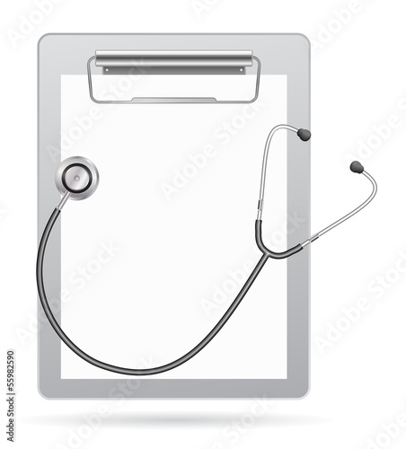 clipboard with stethoscope icon 3d