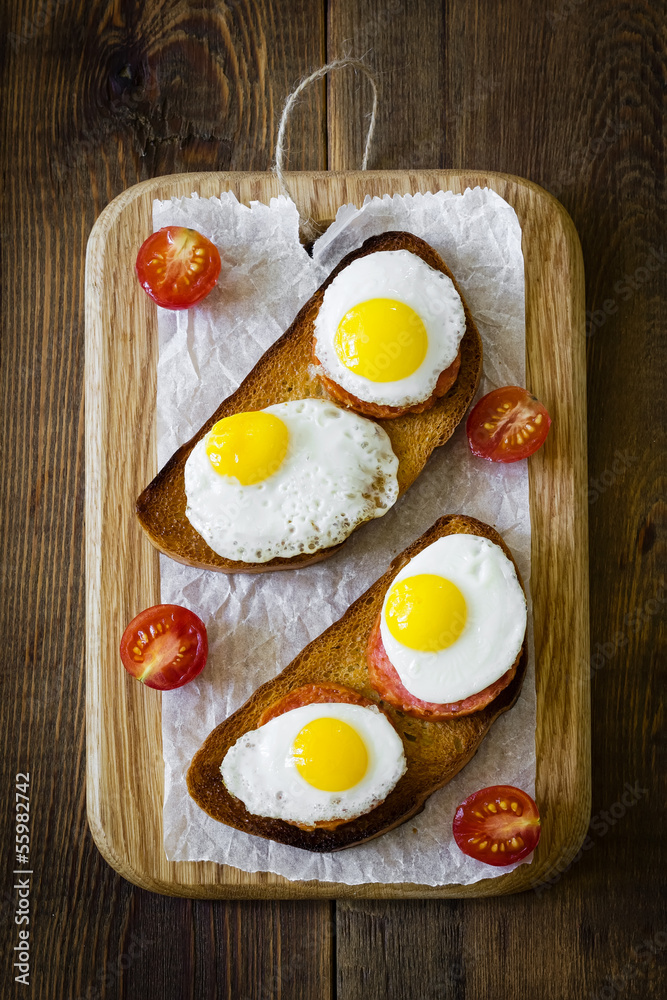 Fried eggs on toast Fried eggs on toast