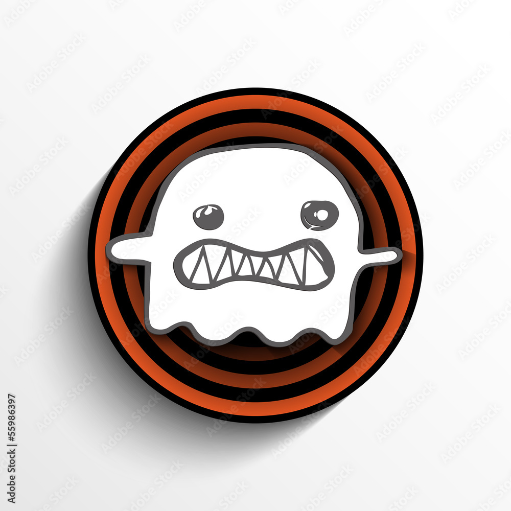 Obraz premium Halloween Ghost Button Icon Stripe