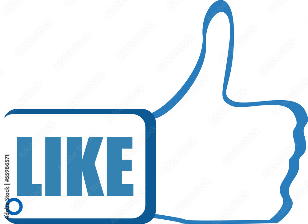 Abstract thumb up like hand symbol. Isolated on white