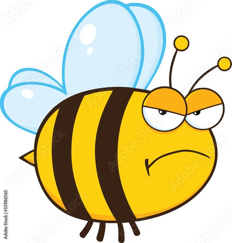 Angry Bee Cartoon Mascot Character