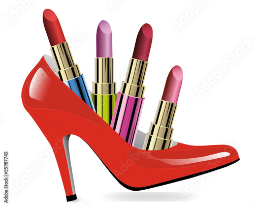 High Heels mit Lippenstifte