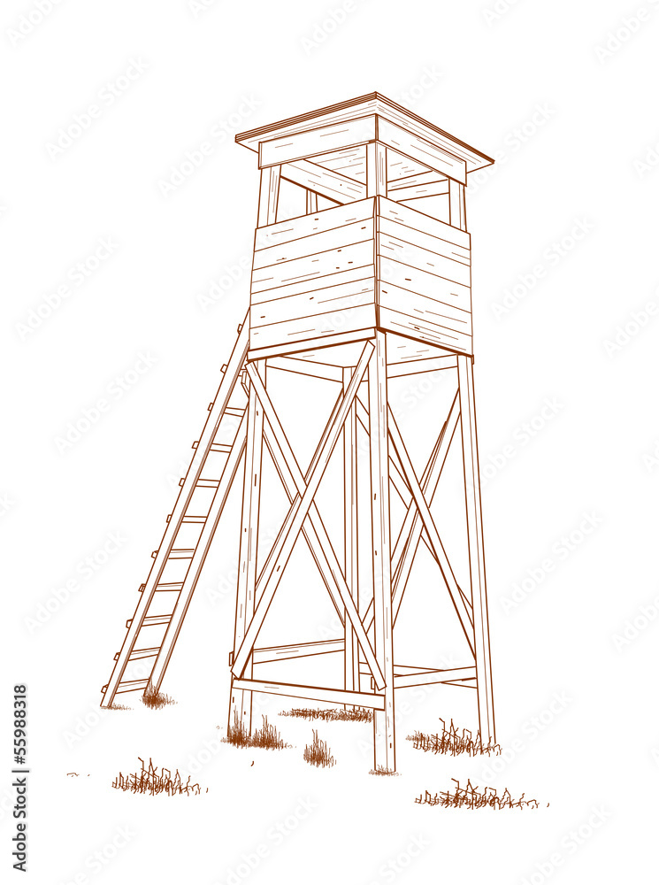 Hunting tower - hand drawn.