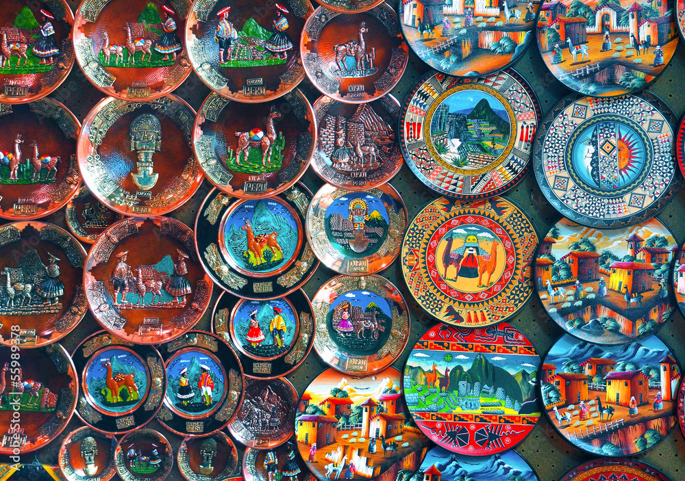 Colorful Peruvian handcrafted plates