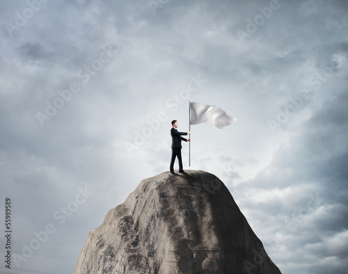 businessman with white flag