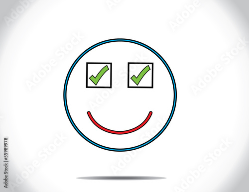 smiley smiling face done all to-do tasks square ticked eyes
