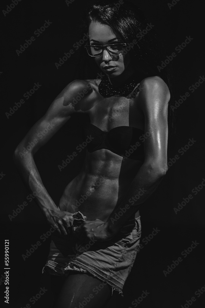 Fitness lady. Black and white