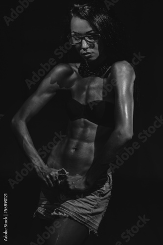 Fitness lady. Black and white