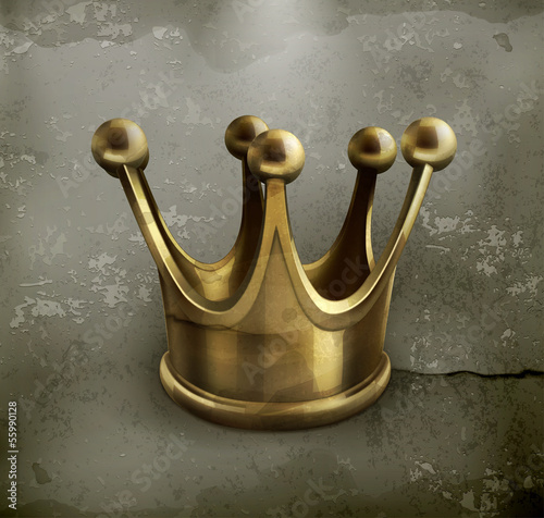 Gold crown old style vector icon