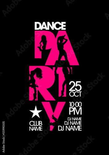 Dance party design with fashion girls.