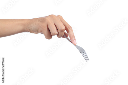 Fotografia Woman hand using a dessert fork