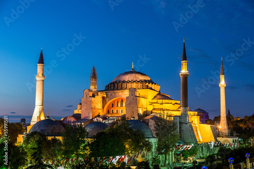 Hagia Sophia in Istanbul Turkey at night