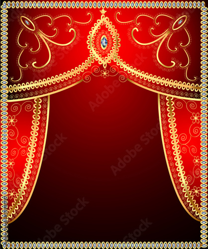 background with gold ornament on the curtains