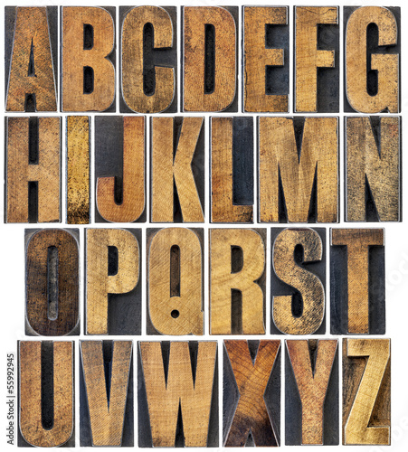 Принти на полотні vintage wood type alphabet
