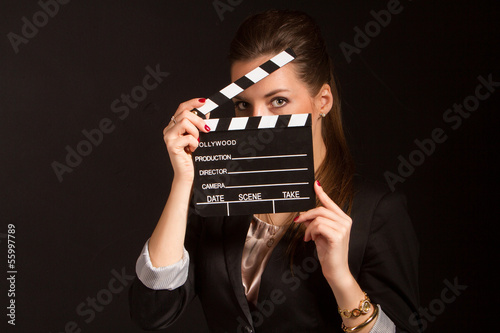 Portrait of beautiful woman posing in studio