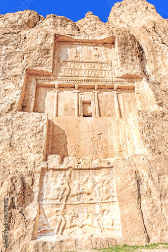 The tomb of king Daeiros carved in Naqsh-e Rustam, Shiraz, Iran. photo