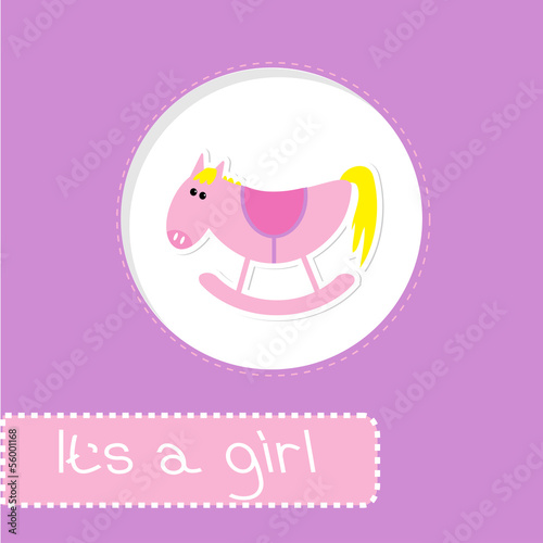 Baby girl shower card with cute horse.