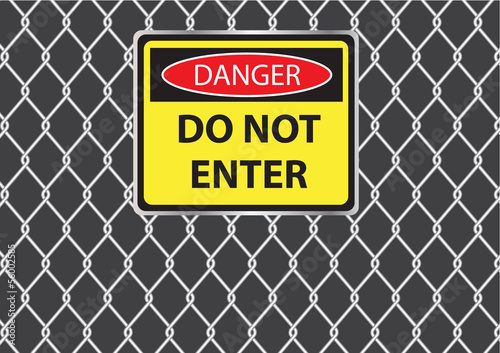 wire fence with danger signs vector images