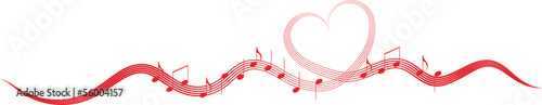 Music Notes on the Heart Wave