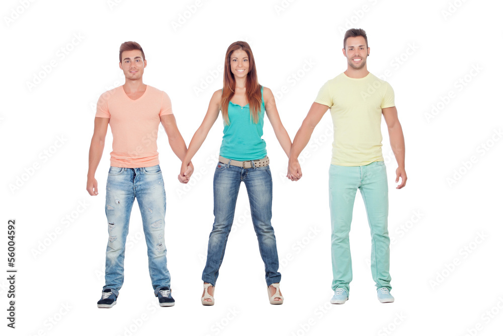 Pretty girl with two handsome boys Pretty girl with two handsome boys