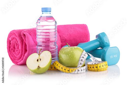 dieting food and fitness equipment