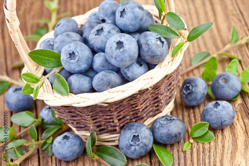 Blueberry in wicker basket
