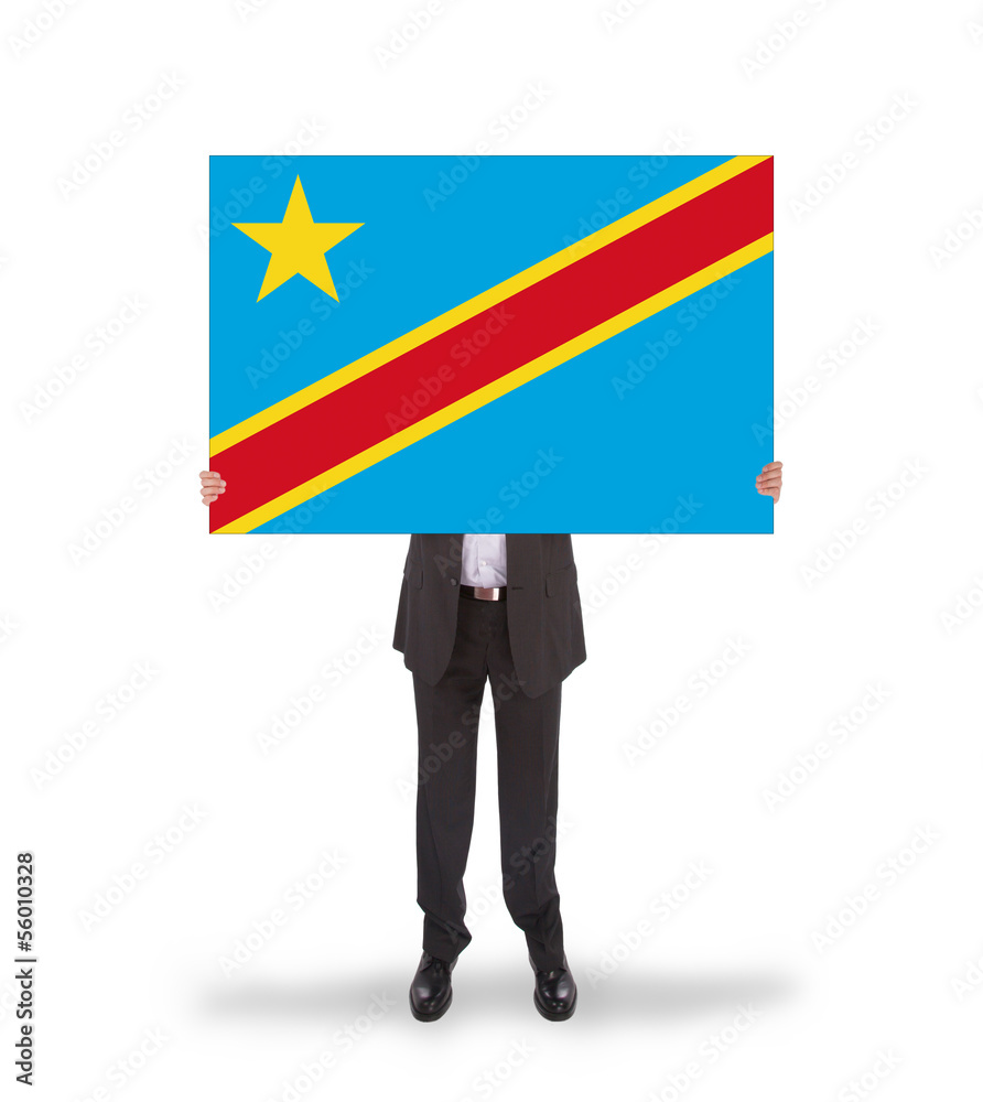 Businessman holding a big card, flag of Congo Businessman holding a big card, flag of Congo