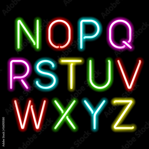 Neon glow alphabet