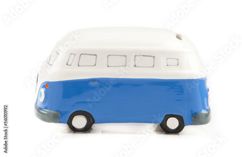 blue painted bus toy i