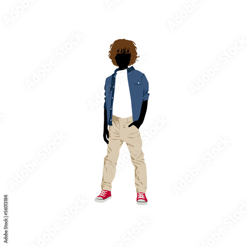 Shopping kids - boy in beige jeans (siluet)