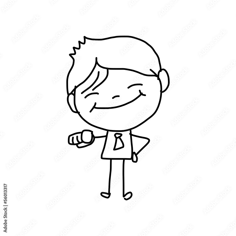 hand drawing cartoon happy kids