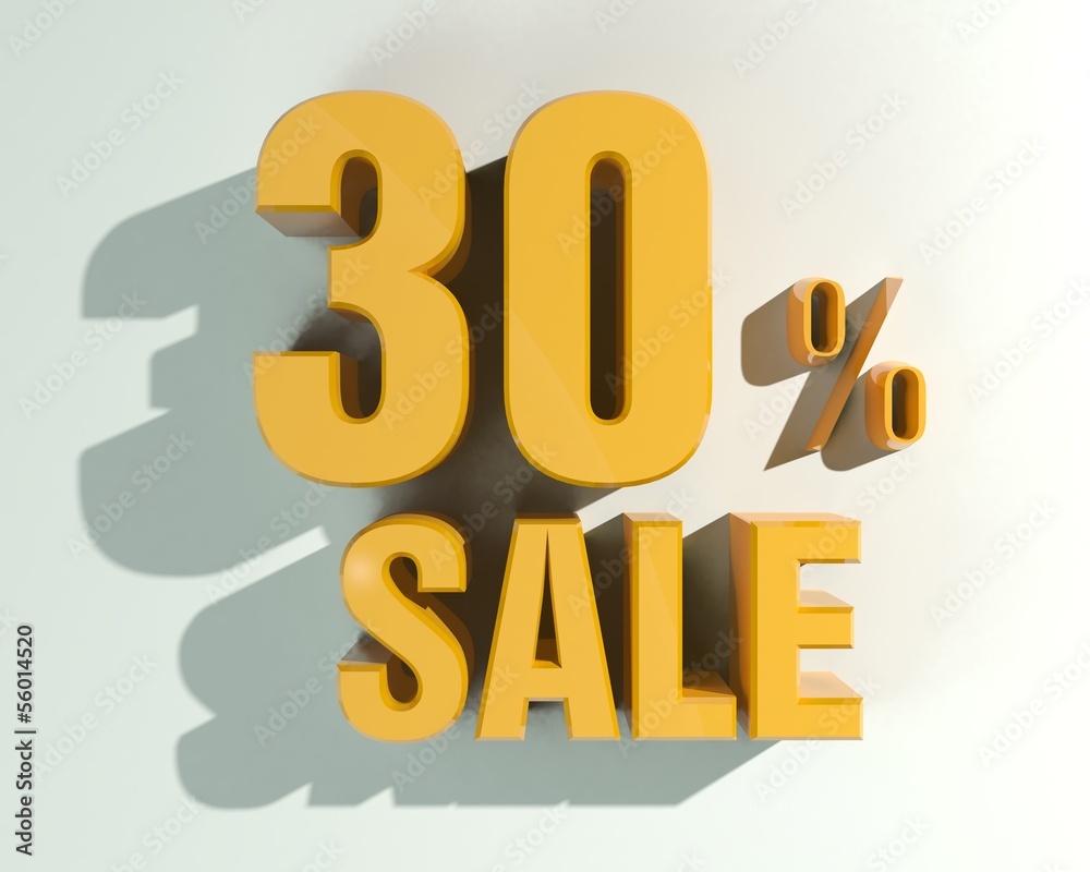3d letters forming Thirty percent symbol and the word sale 3d letters forming Thirty percent symbol and the word sale