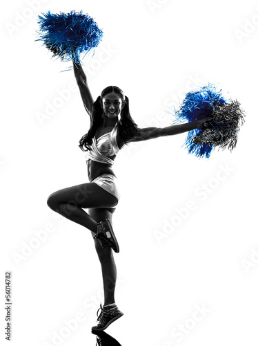 young woman cheerleader cheerleading  silhouette photo