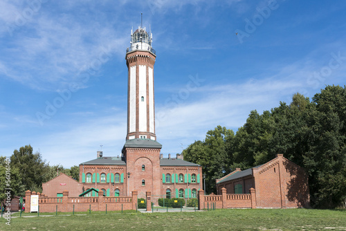 Historic lighthouse on the Baltic Sea in Niechorze, Poland