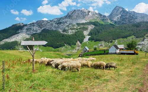 View of family farm on countriside near Rikavacko lake photo