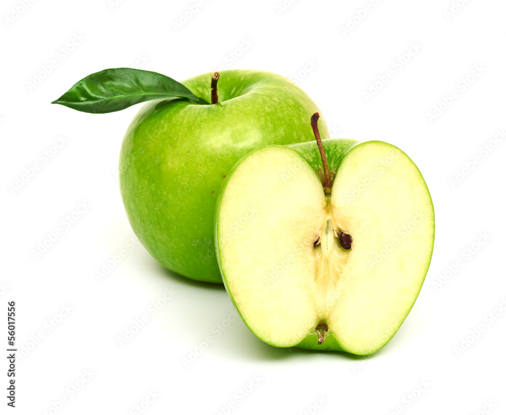 Green apple fruits isolated on white background Green apple fruits isolated on white background