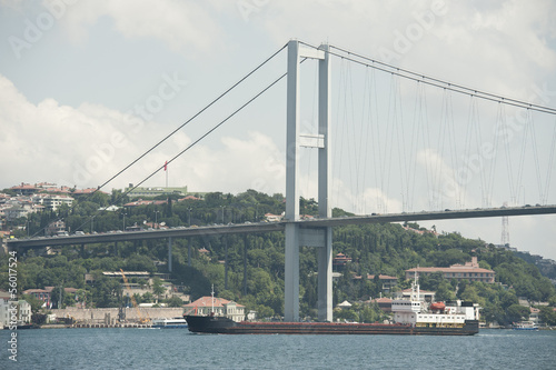 Large ship traveling on a river