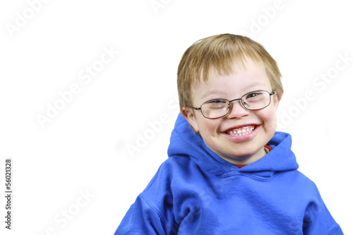 Little boy with Downs Syndrome and very happy smile