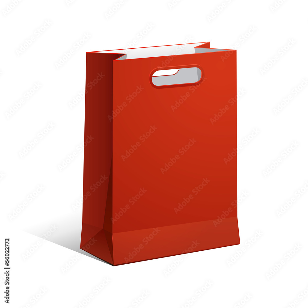 Carrier Paper Bag Red Empty EPS10 Carrier Paper Bag Red Empty EPS10