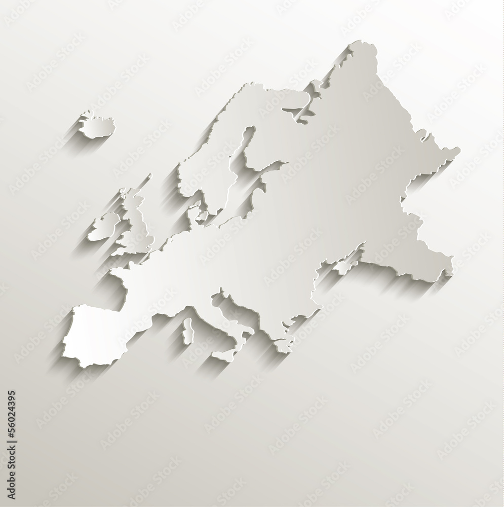 Europe map card paper 3D natural