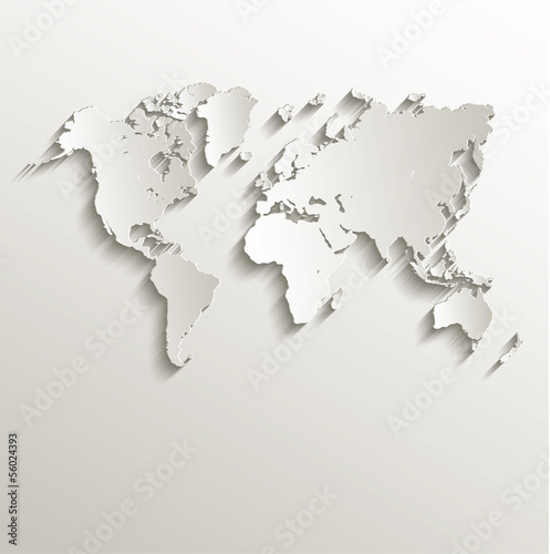 vector World map card paper 3D nature