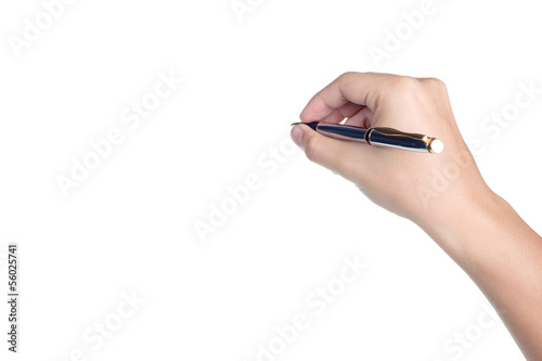 hand sign posture hold pen write isolated