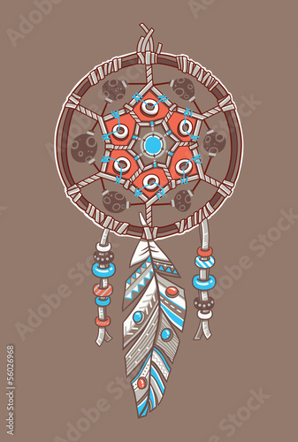 Dream catcher with comets. Vector postcard