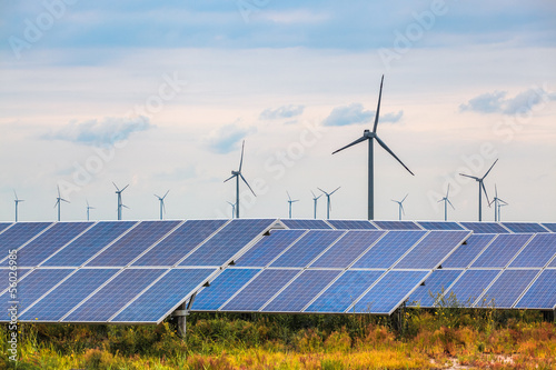 solar and wind power in coastal mud flat