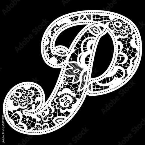 lace wedding initial p