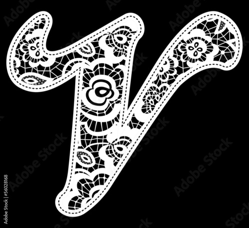 lace wedding initial v