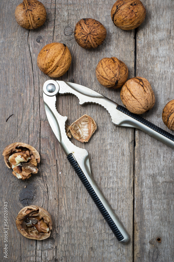 walnuts on a wooden board