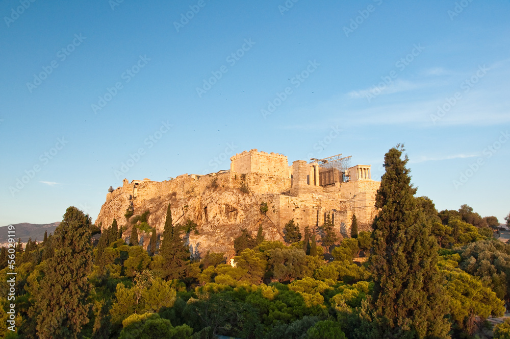 Acropolis of Athens view from Areopagus hill.