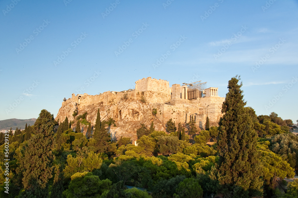 Acropolis of Athens as seen from Areopagus hill.